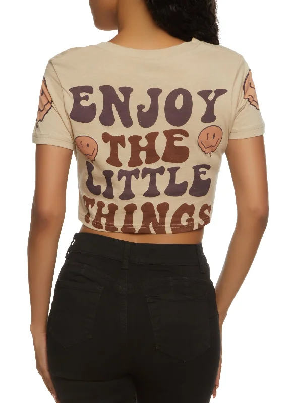 Enjoy The Little Things Smiley Cropped Tee