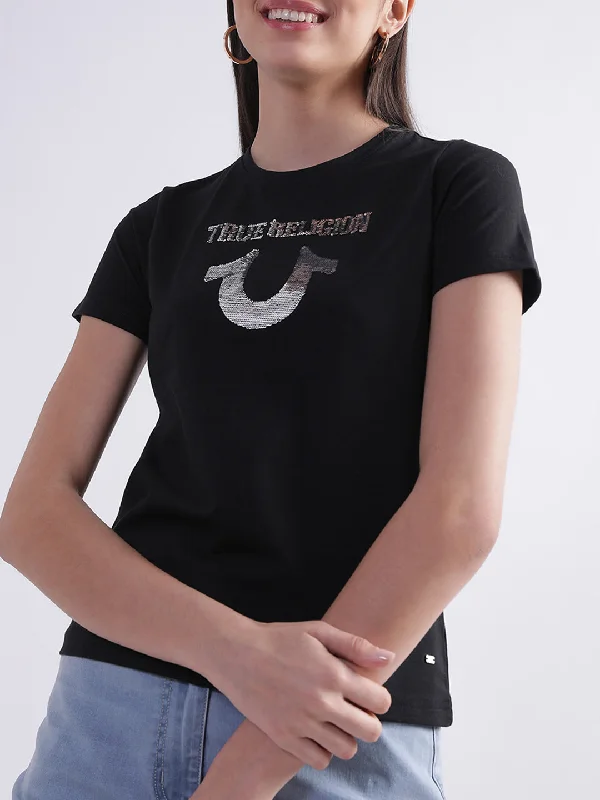 True Religion Black Logo Regular Fit T-Shirt