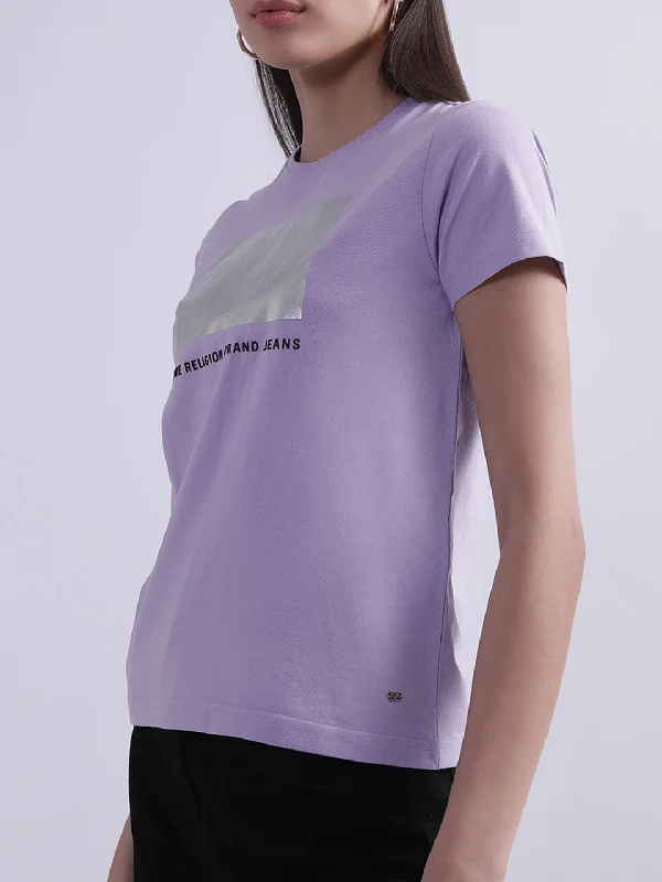 True Religion Lilac Logo Regular Fit T-Shirt