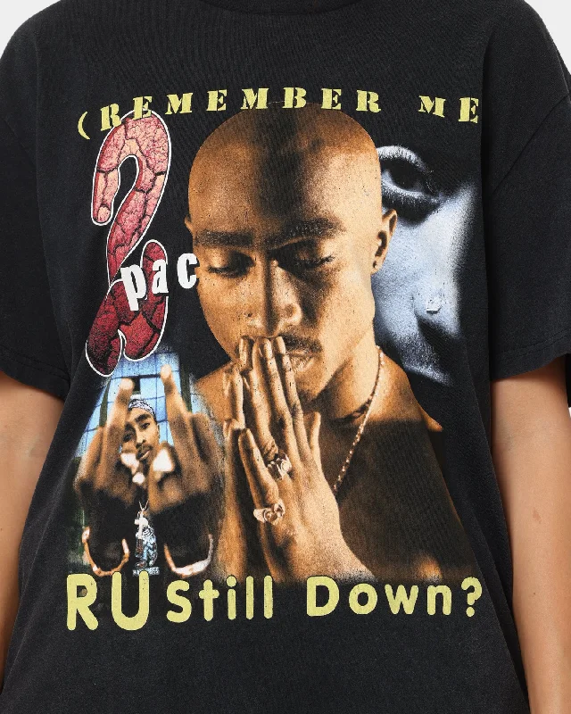 Tupac R U Still Down Homage Vintage T-Shirt Washed Black