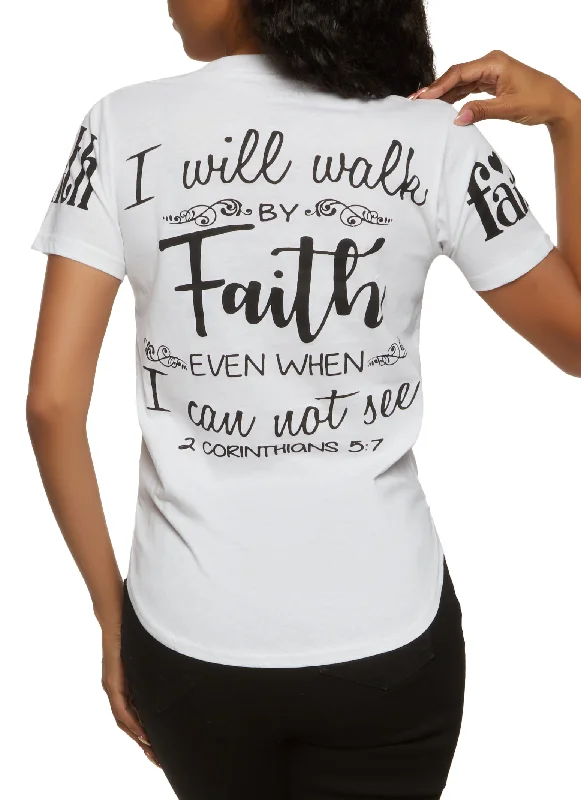 Walk By Faith Not By Sight Sequin Graphic Tee