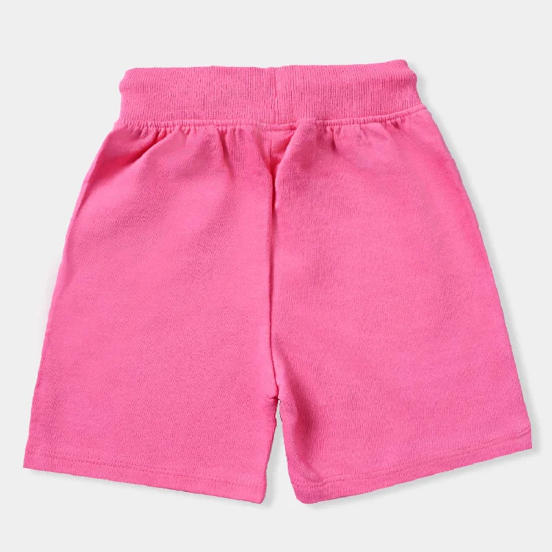 Girls Cotton Terry Short Heart-Hot Pink