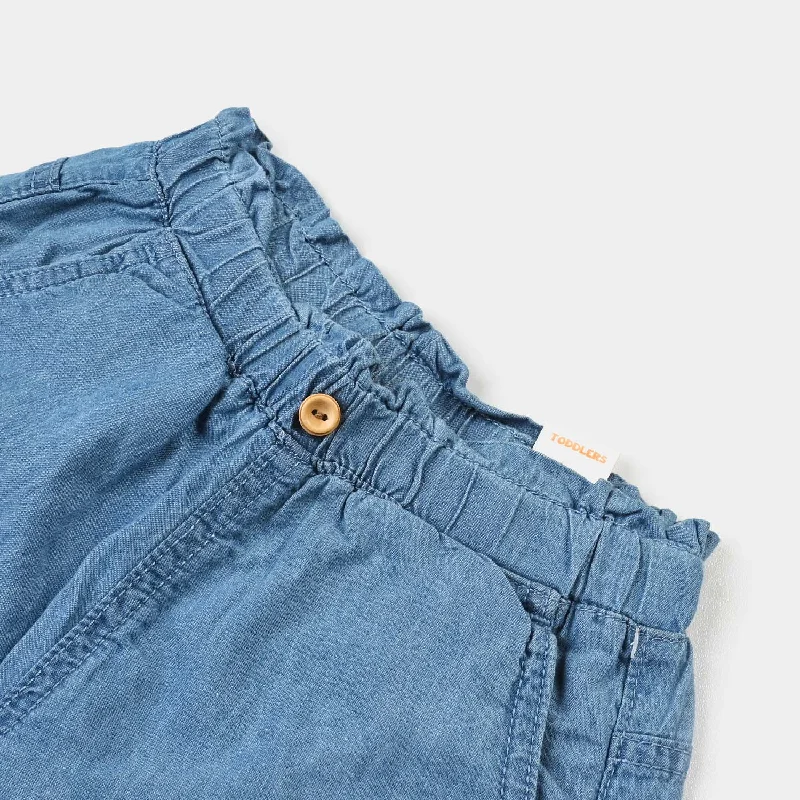 Girls Denim rigid Short Styling-Ice Blue