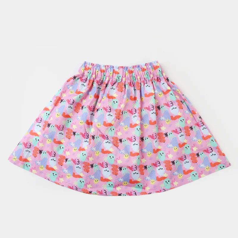 Girls Digital Print Casual Short Skirt - Multi