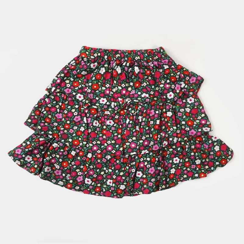 Girls Flowers Casual Skirt - Multi