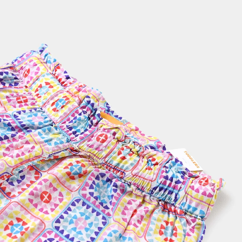 Girls Viscose Short Geometrical-Printed