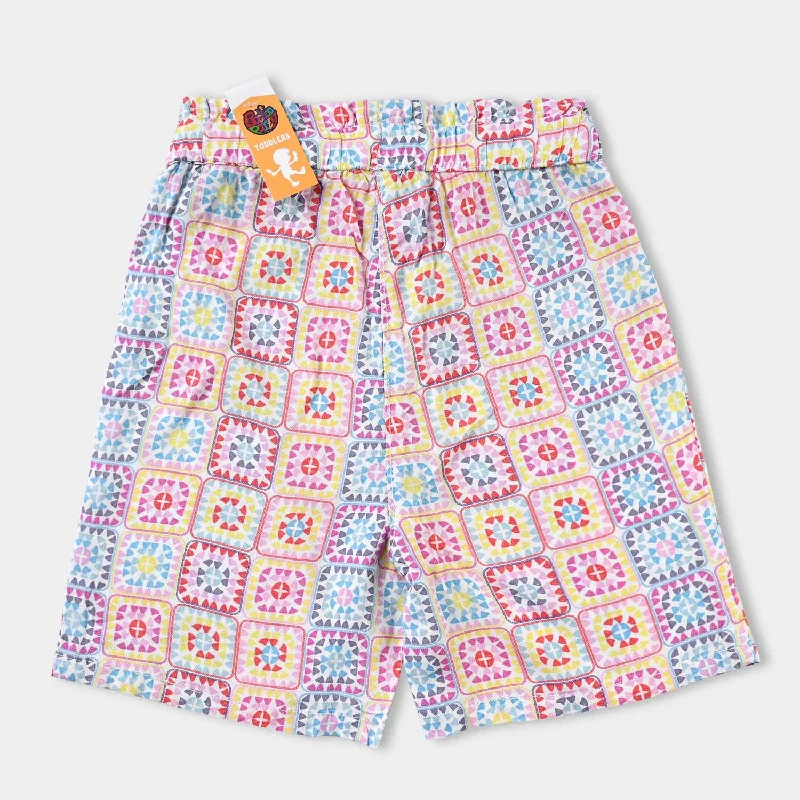 Girls Viscose Short Geometrical-Printed