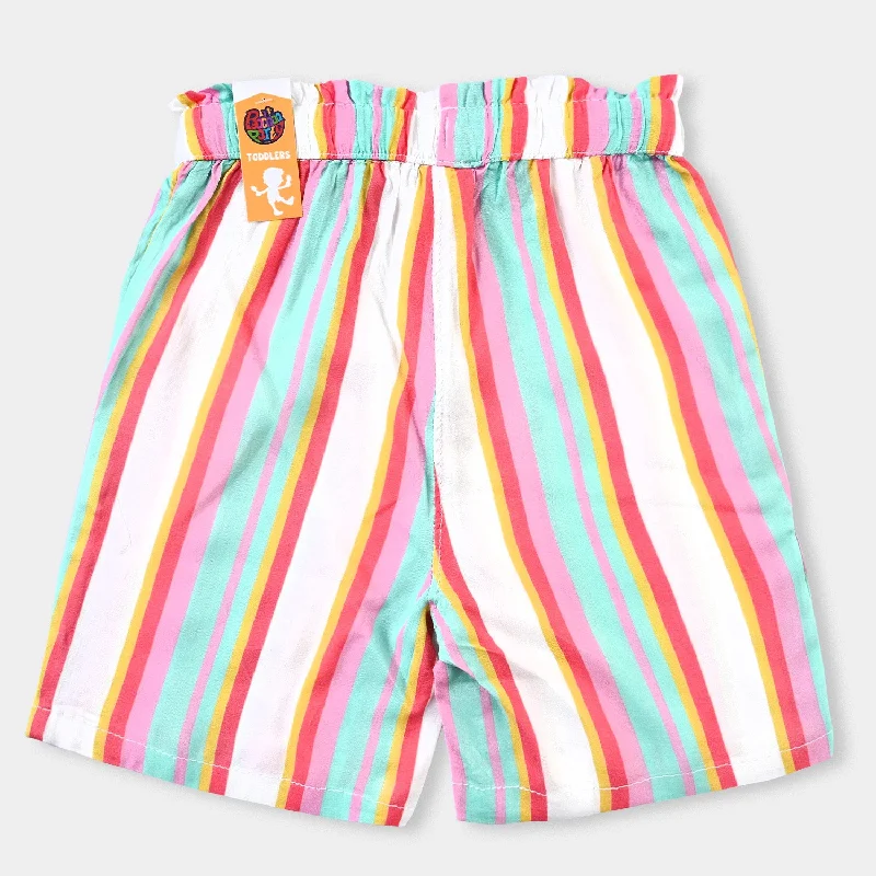 Girls Viscose Short Striper-Printed