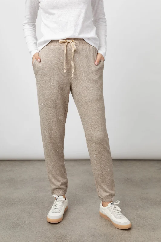 KINGSTON SWEATPANT - HEATHER BROWN EMBROIDERED STARS