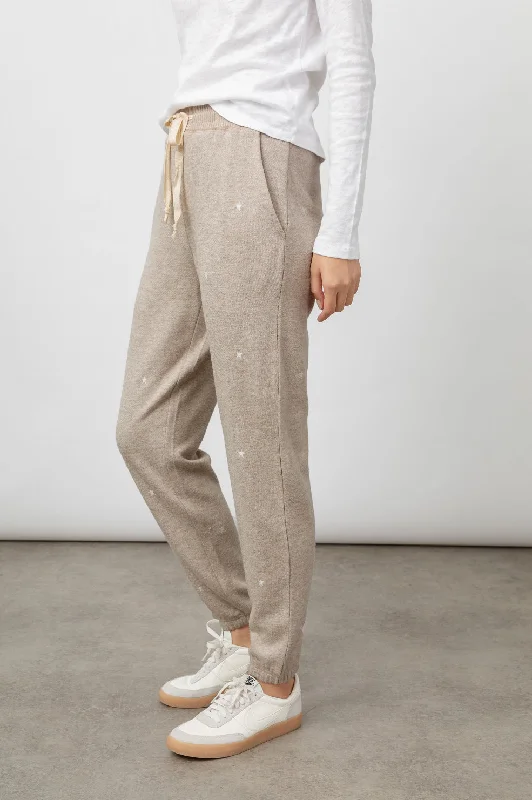 KINGSTON SWEATPANT - HEATHER BROWN EMBROIDERED STARS