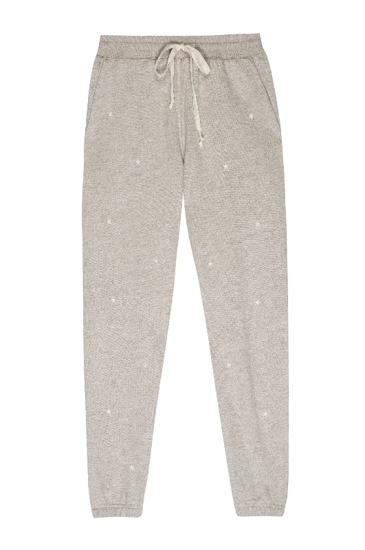 KINGSTON SWEATPANT - HEATHER BROWN EMBROIDERED STARS