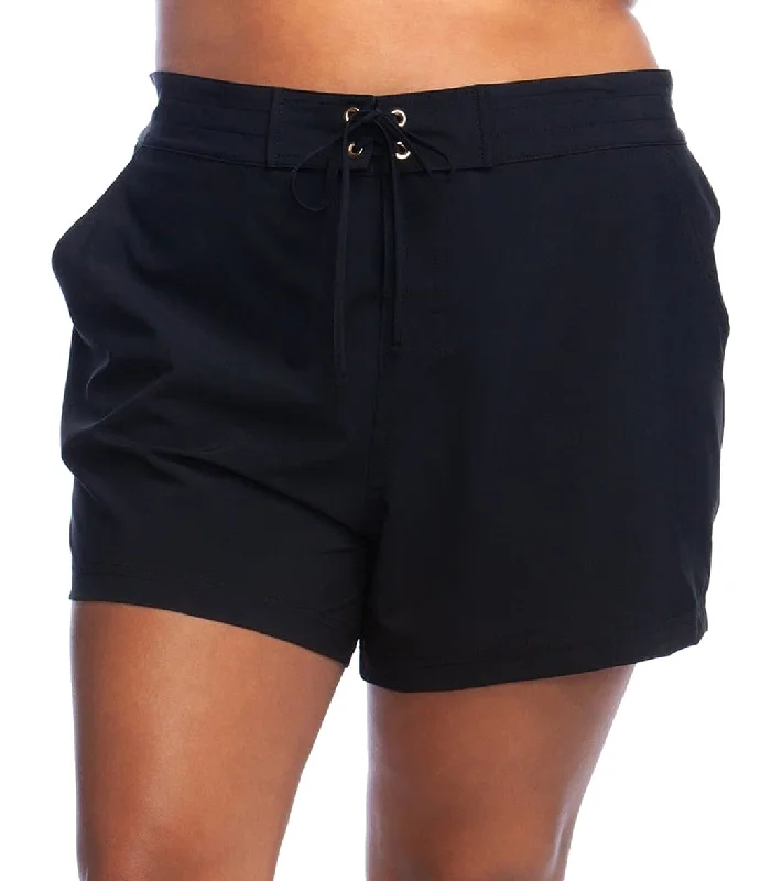 La Blanca Women's Plus Size All Aboard 4"" Short Black