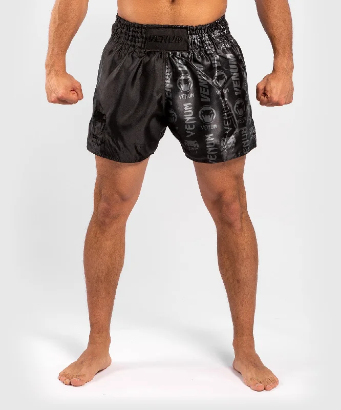 Venum Logos Muay Thai Shorts - Black/Black