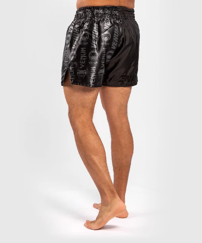 Venum Logos Muay Thai Shorts - Black/Black