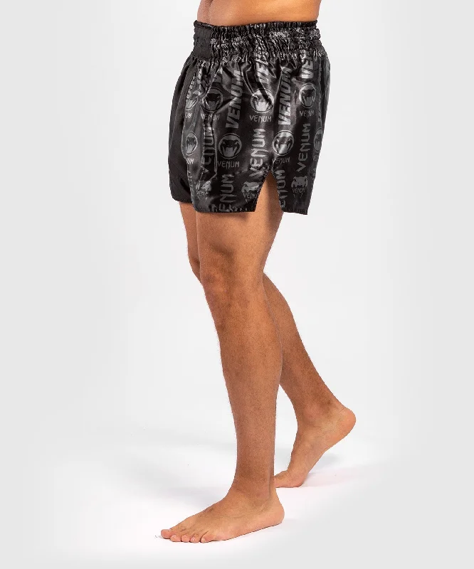 Venum Logos Muay Thai Shorts - Black/Black