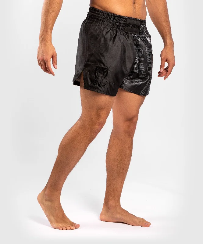 Venum Logos Muay Thai Shorts - Black/Black