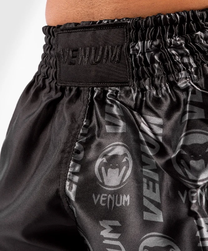 Venum Logos Muay Thai Shorts - Black/Black