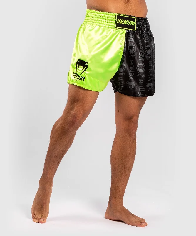 Venum Logos Muay Thai Shorts - Black/Yellow