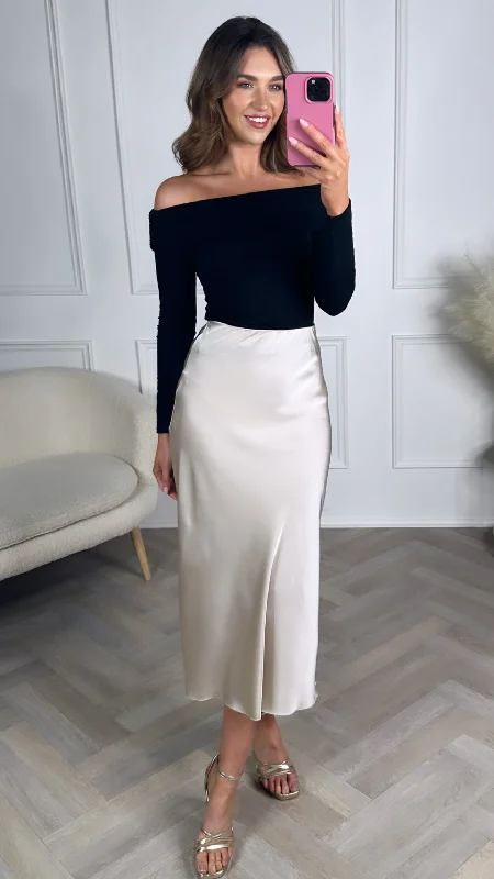 Yaella Beige Midi Skirt