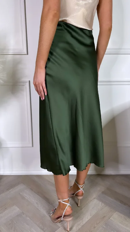 Yaella Khaki Midi Skirt