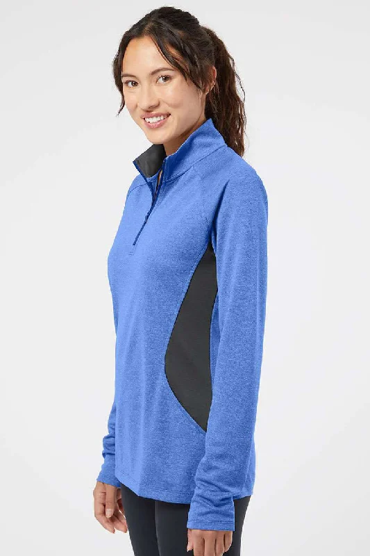 Adidas Womens UPF 50+ 1/4 Zip Sweatshirt - Heather Collegiate Royal Blue/Carbon Grey - NEW