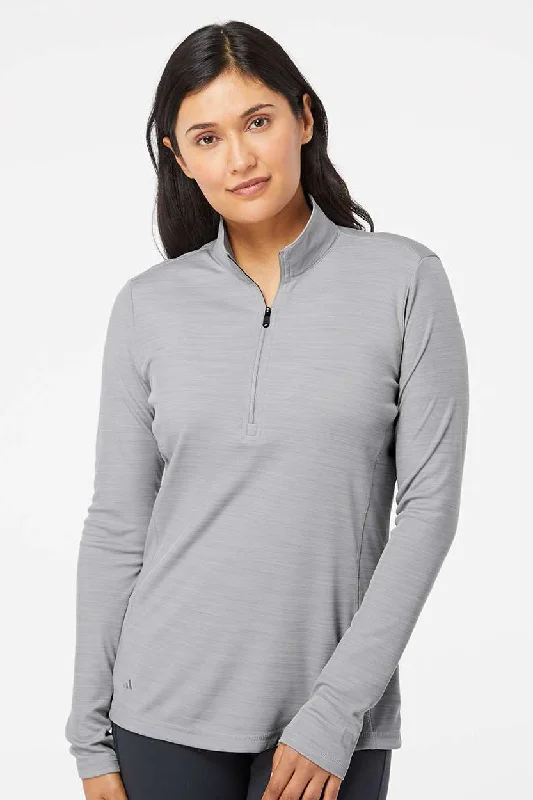 Adidas Womens Moisture Wicking 1/4 Zip Sweatshirt - Mid Grey Melange - NEW