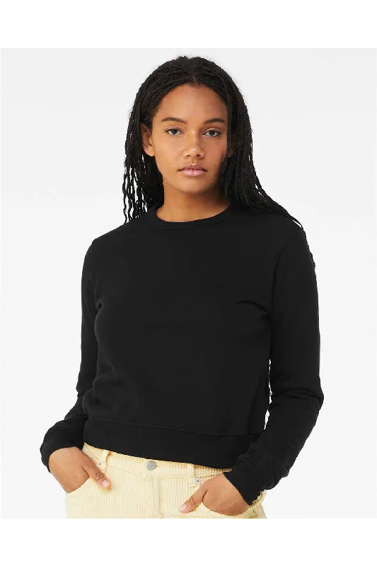 Bella + Canvas Womens Sponge Fleece Classic Crewneck Sweatshirt - Black - NEW