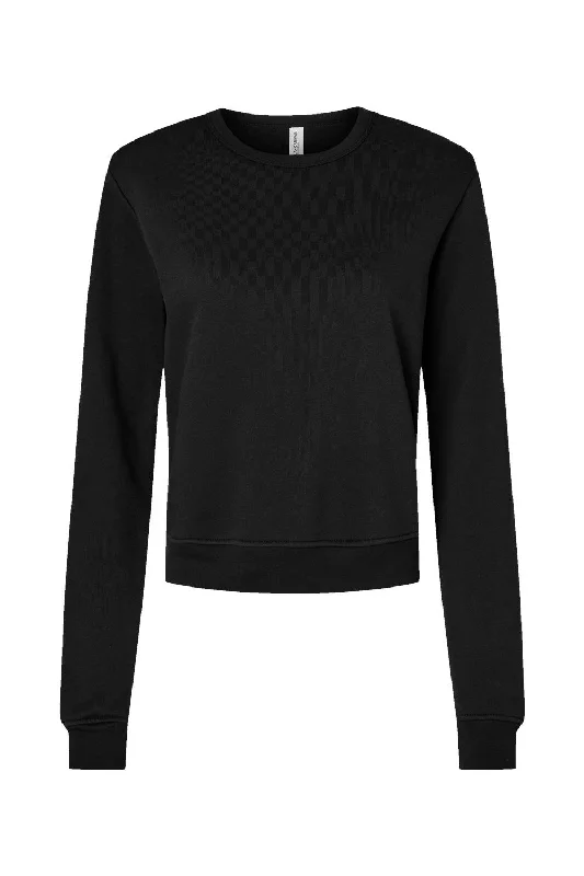 Bella + Canvas Womens Sponge Fleece Classic Crewneck Sweatshirt - Black - NEW