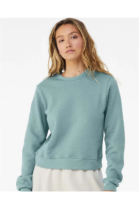 Bella + Canvas Womens Sponge Fleece Classic Crewneck Sweatshirt - Heather Blue Lagoon - NEW