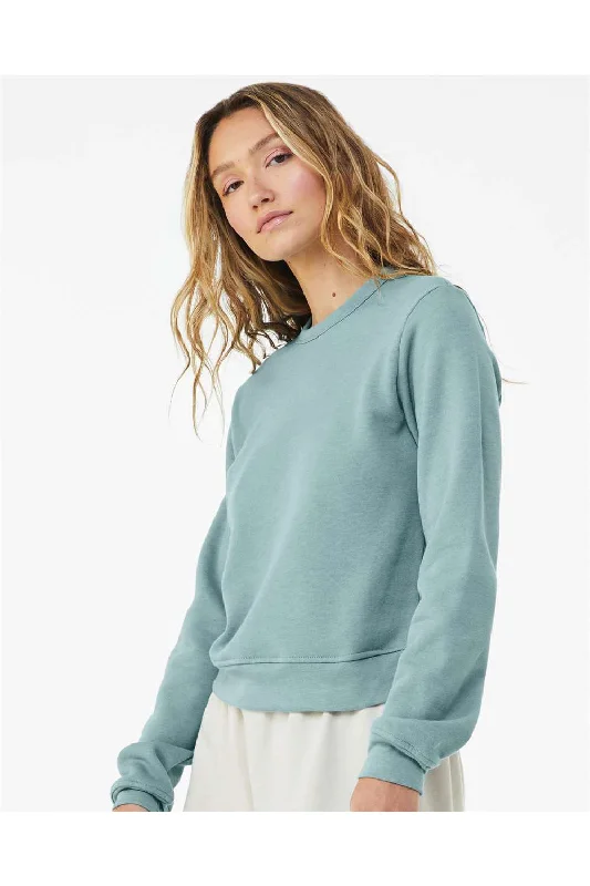 Bella + Canvas Womens Sponge Fleece Classic Crewneck Sweatshirt - Heather Blue Lagoon - NEW