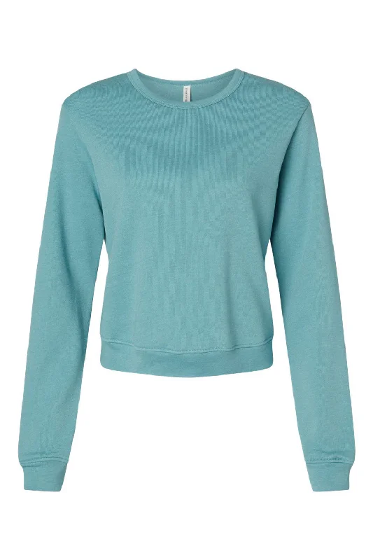 Bella + Canvas Womens Sponge Fleece Classic Crewneck Sweatshirt - Heather Blue Lagoon - NEW