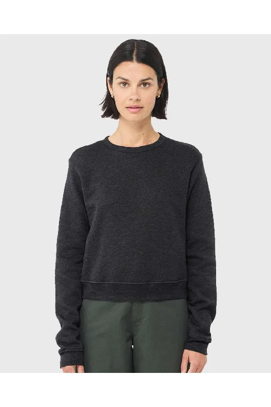 Bella + Canvas Womens Sponge Fleece Classic Crewneck Sweatshirt - Heather Dark Grey - NEW