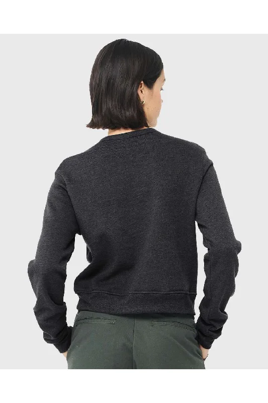 Bella + Canvas Womens Sponge Fleece Classic Crewneck Sweatshirt - Heather Dark Grey - NEW