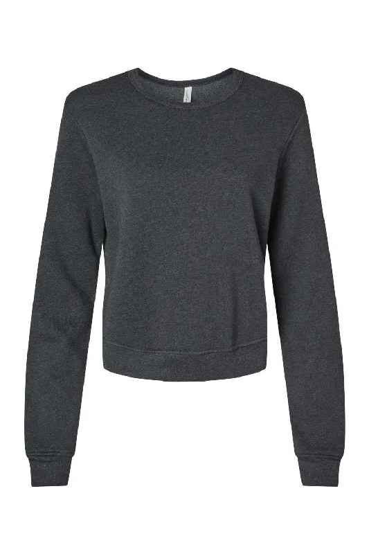 Bella + Canvas Womens Sponge Fleece Classic Crewneck Sweatshirt - Heather Dark Grey - NEW