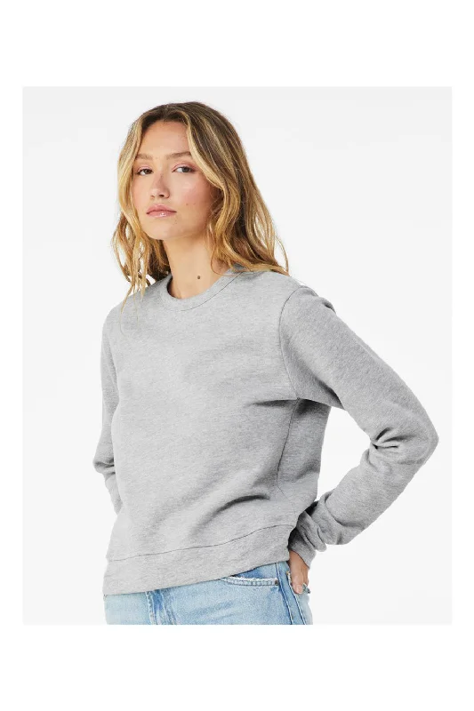 Bella + Canvas Womens Sponge Fleece Classic Crewneck Sweatshirt - Heather Grey - NEW