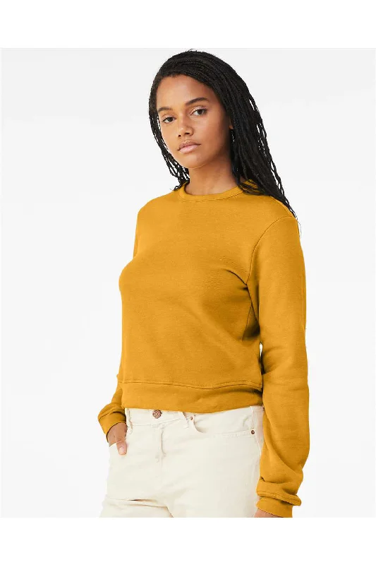 Bella + Canvas Womens Sponge Fleece Classic Crewneck Sweatshirt - Heather Mustard - NEW