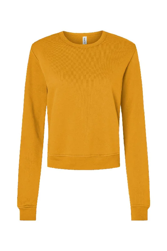 Bella + Canvas Womens Sponge Fleece Classic Crewneck Sweatshirt - Heather Mustard - NEW