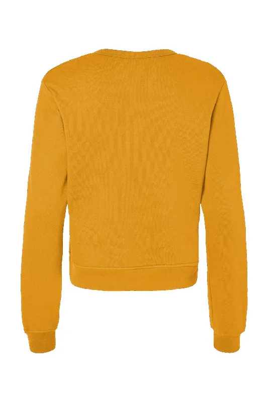 Bella + Canvas Womens Sponge Fleece Classic Crewneck Sweatshirt - Heather Mustard - NEW