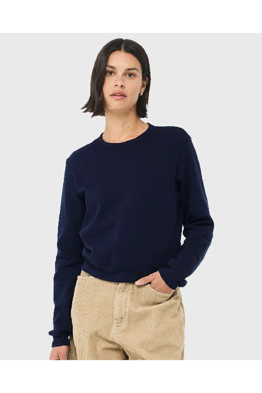 Bella + Canvas Womens Sponge Fleece Classic Crewneck Sweatshirt - Navy Blue - NEW