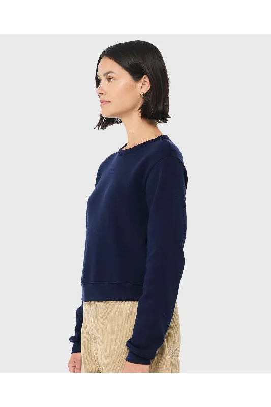 Bella + Canvas Womens Sponge Fleece Classic Crewneck Sweatshirt - Navy Blue - NEW