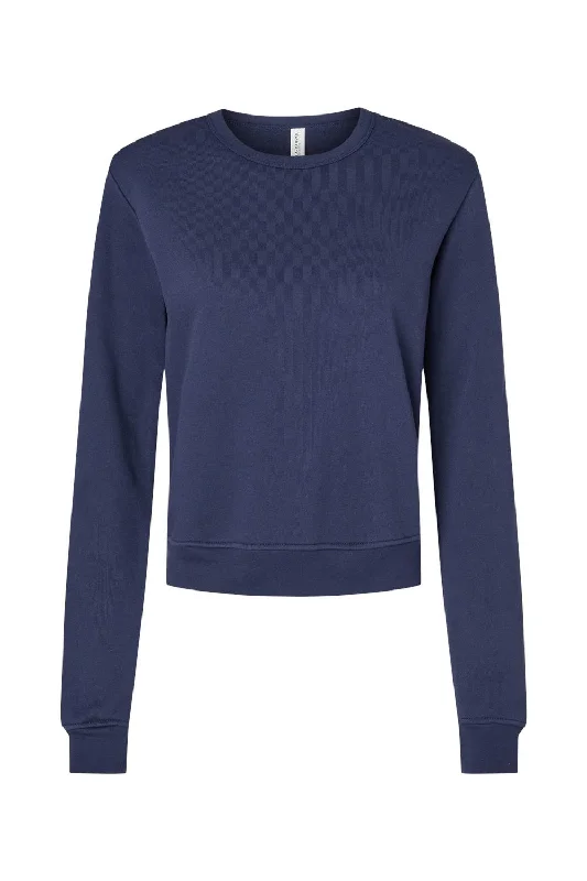 Bella + Canvas Womens Sponge Fleece Classic Crewneck Sweatshirt - Navy Blue - NEW