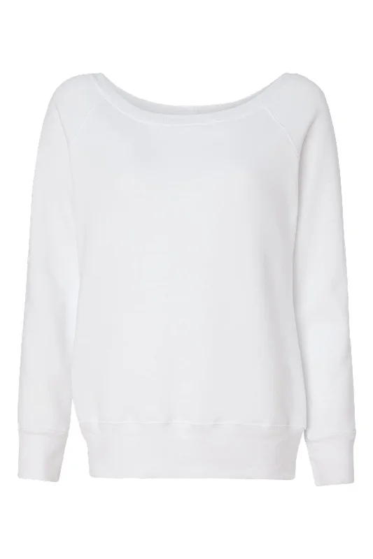 Bella + Canvas Womens Sponge Fleece Wide Neck Sweatshirt - Solid White