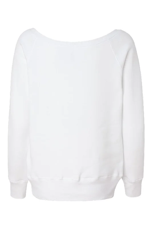 Bella + Canvas Womens Sponge Fleece Wide Neck Sweatshirt - Solid White