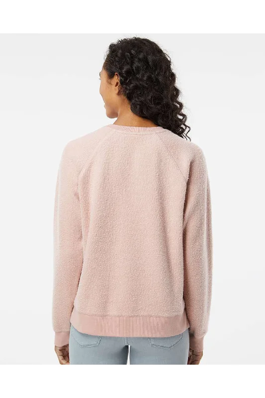 Boxercraft Womens Fleece Out Crewneck Sweatshirt - Blush Pink - NEW