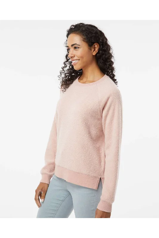 Boxercraft Womens Fleece Out Crewneck Sweatshirt - Blush Pink - NEW