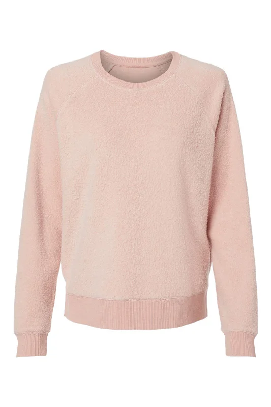 Boxercraft Womens Fleece Out Crewneck Sweatshirt - Blush Pink - NEW