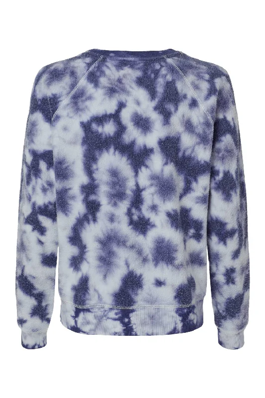 Boxercraft Womens Fleece Out Crewneck Sweatshirt - Navy Blue Tie-Dye - NEW