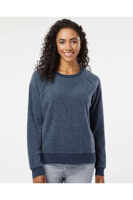 Boxercraft Womens Fleece Out Crewneck Sweatshirt - Navy Blue - NEW