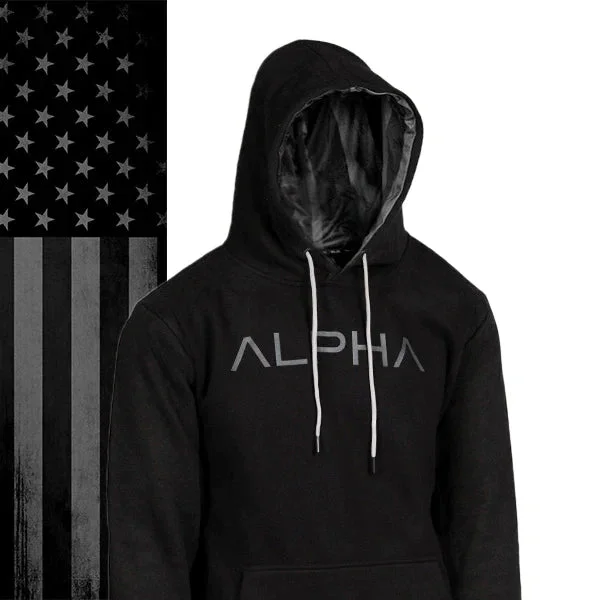 Classic Lined Hoodie | Alpha Blackout American Flag