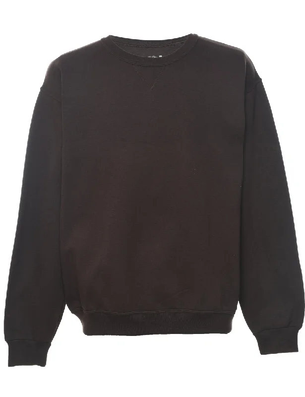 Dark Brown Plain Sweatshirt - L